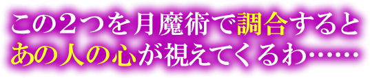 この2つを月魔術で調合するとあの人の心が視えてくるわ……